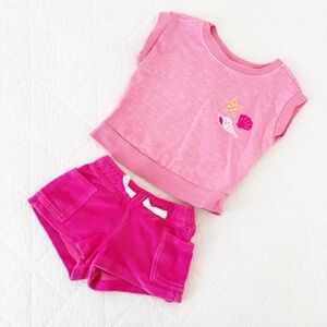 2T Cat & Jack Kids Vibrant Pink Toddler Set Terrycloth Seashells